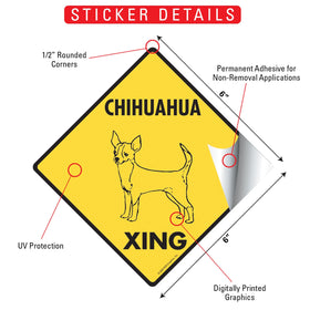 Chihuahua (Short Hair) Xing (Crossing) Dog Signs or Sticker - 0