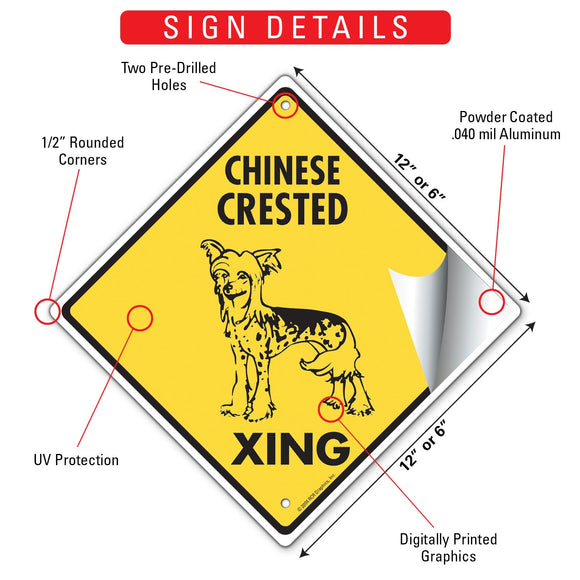 Chinese Crested Xing (Crossing) Dog Signs or Sticker