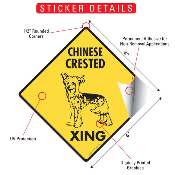 Chinese Crested Xing (Crossing) Dog Signs or Sticker