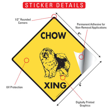 Chow Crossing Dog Aluminum Sign or Vinyl Sticker - Weatherproof Novelty - 0