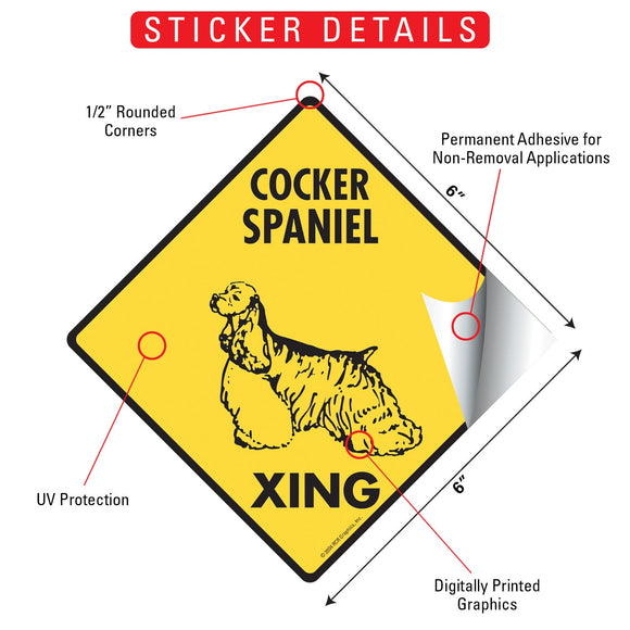 Cocker Spaniel Xing (Crossing) Dog Signs or Sticker
