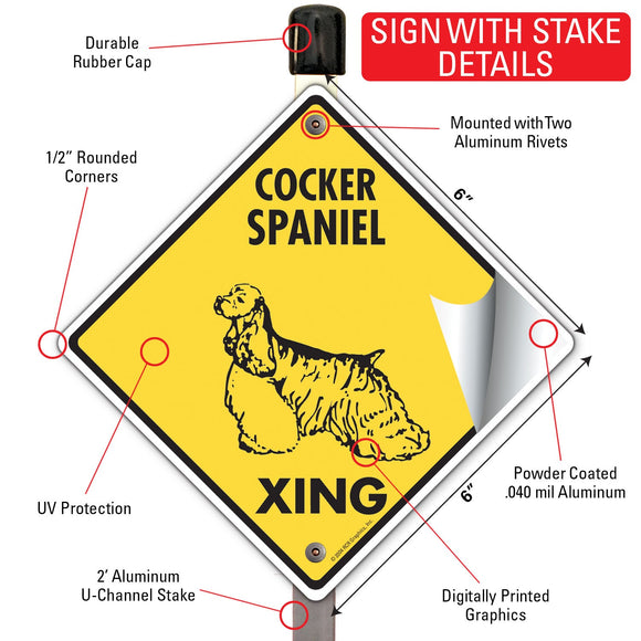 Cocker Spaniel Xing (Crossing) Dog Signs or Sticker