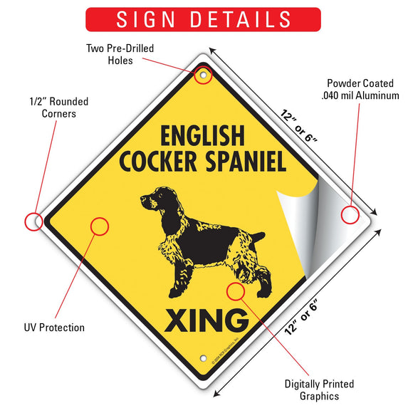 English Cocker Spaniel Xing (Crossing) Dog Signs or Sticker
