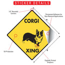 Corgi Xing (Crossing) Dog Signs or Sticker-2