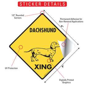 Dachshund Xing (Crossing) Dog Signs or Sticker - 0