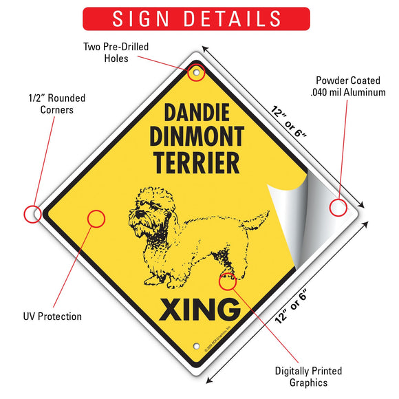Dandie Dinmont Terrier Xing (Crossing) Dog Signs or Sticker