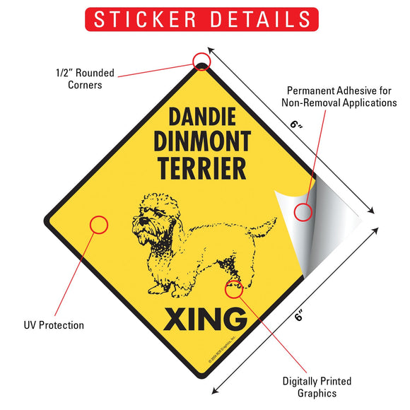 Dandie Dinmont Terrier Xing (Crossing) Dog Signs or Sticker