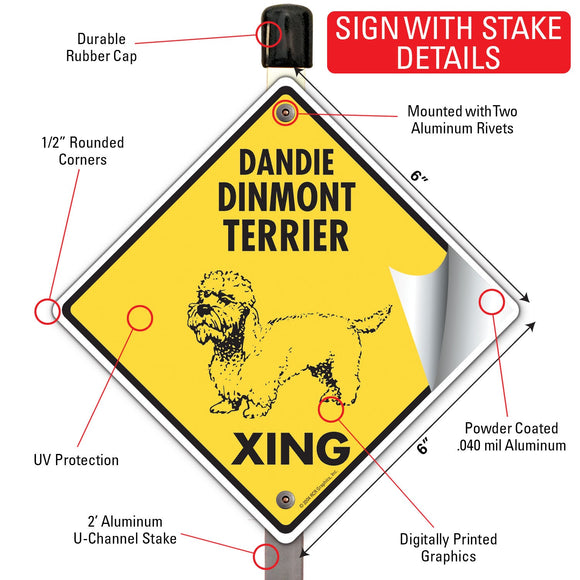 Dandie Dinmont Terrier Xing (Crossing) Dog Signs or Sticker