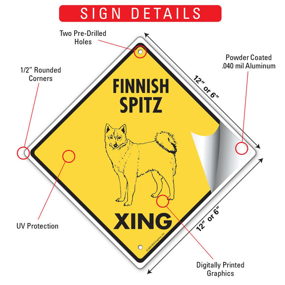 Finnish Spitz Xing (Crossing) Dog Signs or Sticker