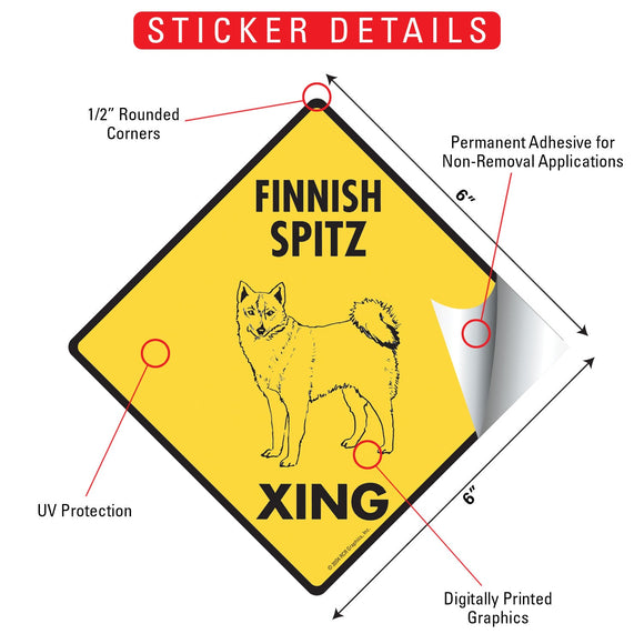Finnish Spitz Xing (Crossing) Dog Signs or Sticker