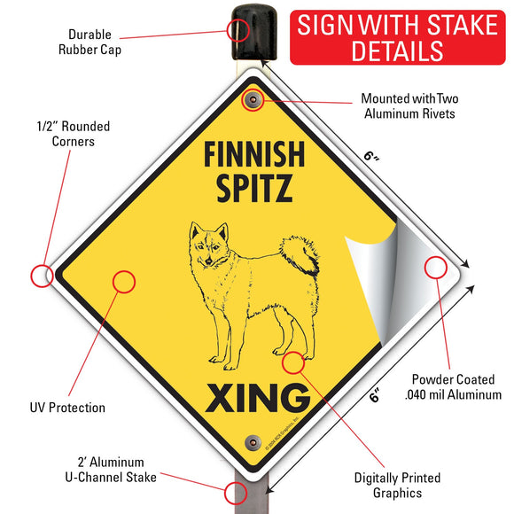 Finnish Spitz Xing (Crossing) Dog Signs or Sticker