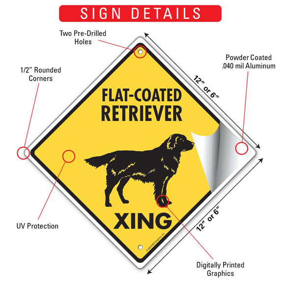 Flat-Coated Retriever Xing (Crossing) Dog Signs or Sticker