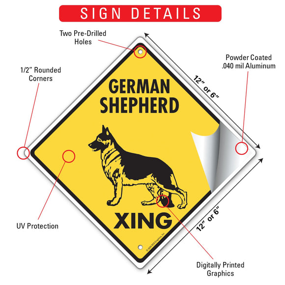 German Shepherd Xing (Crossing) Dog Signs or Sticker