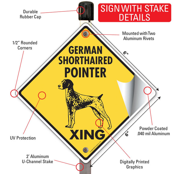 German Shorthaired Pointer Xing (Crossing) Dog Signs or Sticker