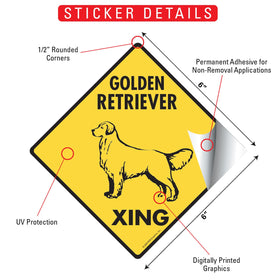 Golden Retriever Xing (Crossing) Dog Signs or Sticker - 0