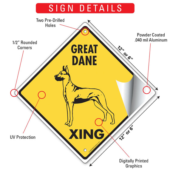 Great Dane Xing (Crossing) Dog Signs or Sticker