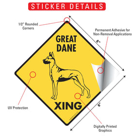 Great Dane Xing (Crossing) Dog Signs or Sticker - 0