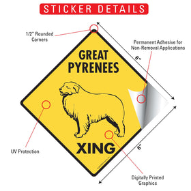 Great Pyrenees Xing (Crossing) Dog Signs or Sticker - 0