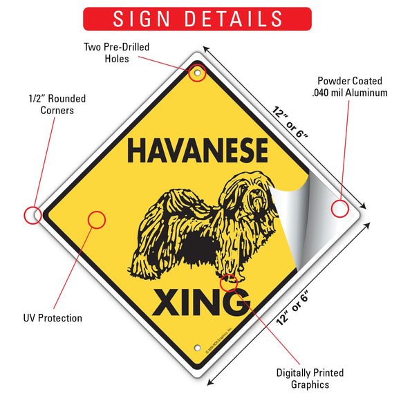 Havanese Xing (Crossing) Dog Signs or Sticker