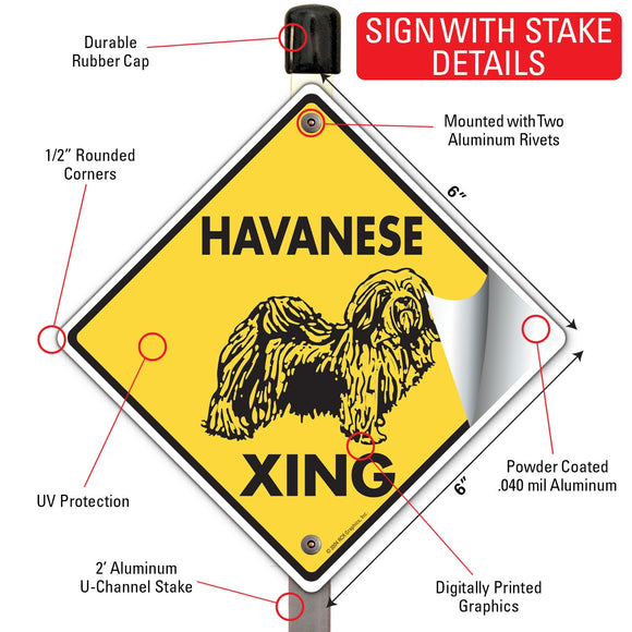 Havanese Xing (Crossing) Dog Signs or Sticker