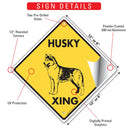 Husky Xing (Crossing) Dog Signs or Sticker-3