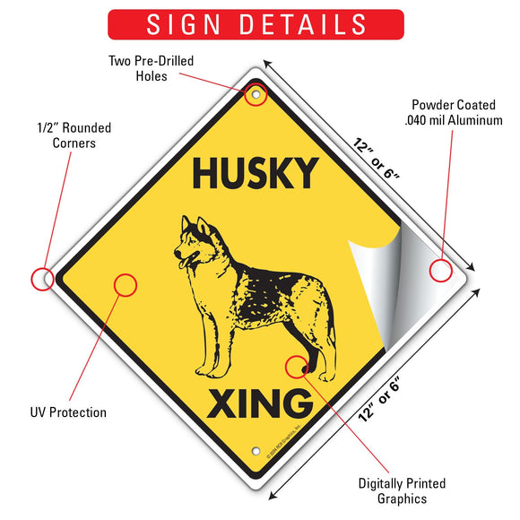 Husky Xing (Crossing) Dog Signs or Sticker