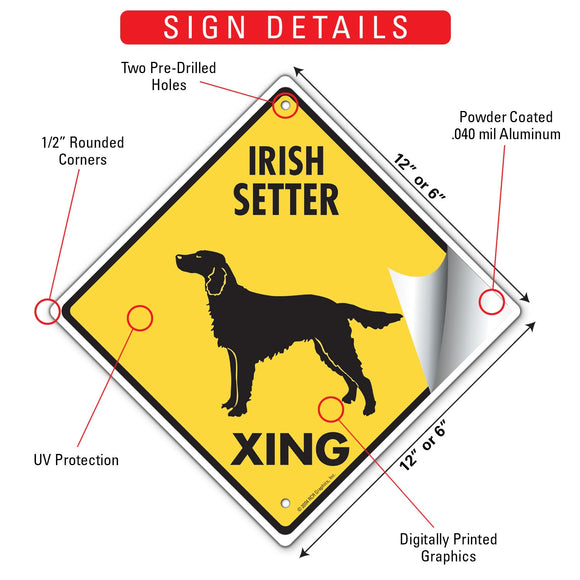 Irish Setter Xing (Crossing) Dog Signs or Sticker