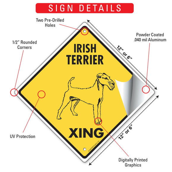 Irish Terrier Xing (Crossing) Dog Signs or Sticker