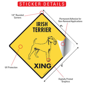 Irish Terrier Xing (Crossing) Dog Signs or Sticker - 0