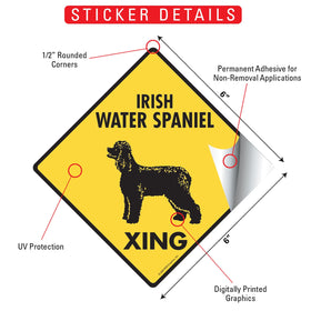 Irish Water Spaniel Xing (Crossing) Dog Signs or Sticker - 0
