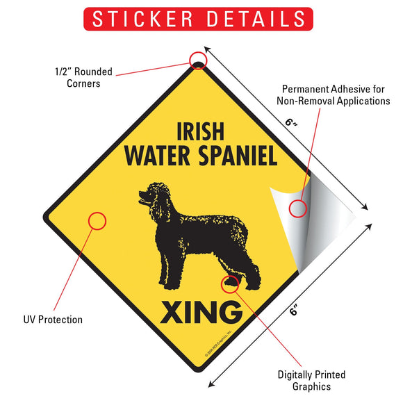 Irish Water Spaniel Xing (Crossing) Dog Signs or Sticker