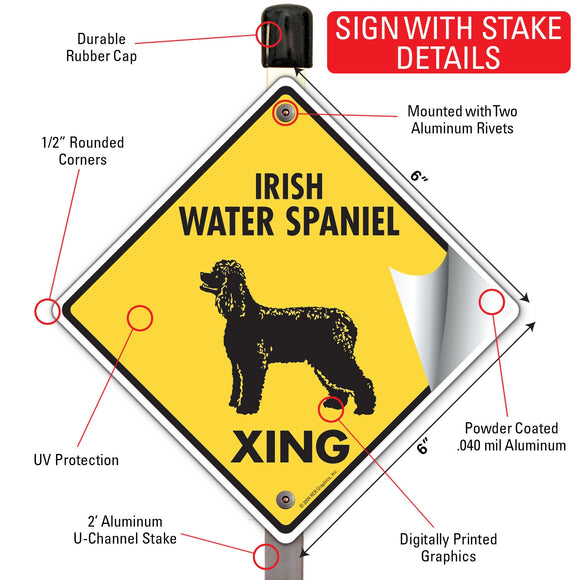 Irish Water Spaniel Xing (Crossing) Dog Signs or Sticker
