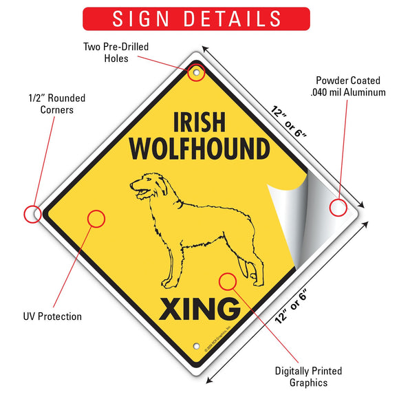 Irish Wolfhound Xing (Crossing) Dog Signs or Sticker