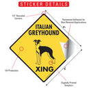 Italian Greyhound Xing (Crossing) Dog Signs or Sticker-2