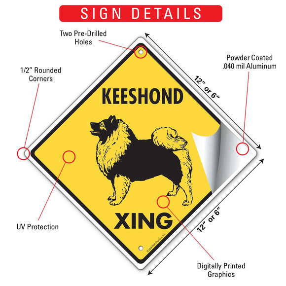 Keeshond Xing (Crossing) Dog Signs or Sticker