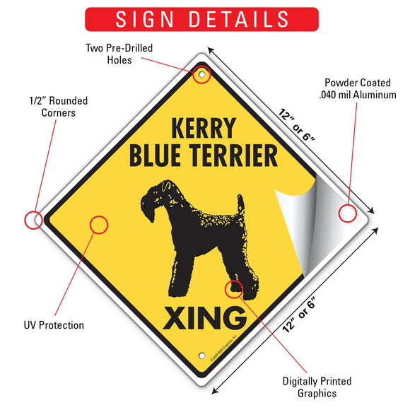 Kerry Blue Terrier Xing (Crossing) Dog Signs or Sticker