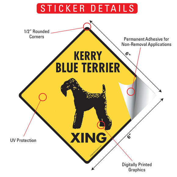 Kerry Blue Terrier Xing (Crossing) Dog Signs or Sticker