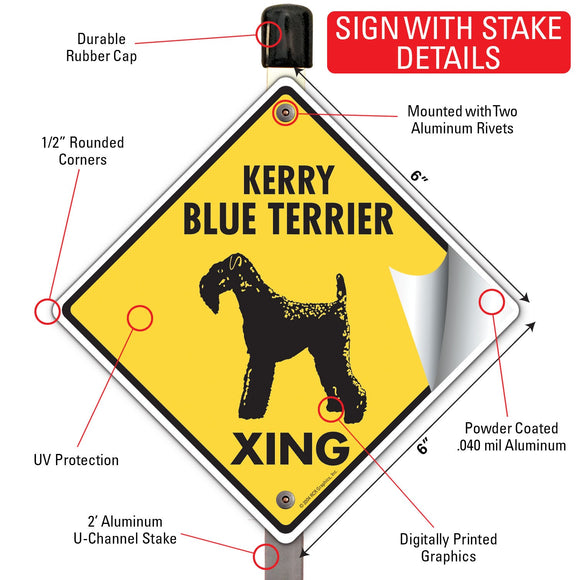 Kerry Blue Terrier Xing (Crossing) Dog Signs or Sticker