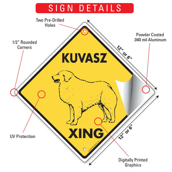 Kuvasz Xing (Crossing) Dog Signs or Sticker