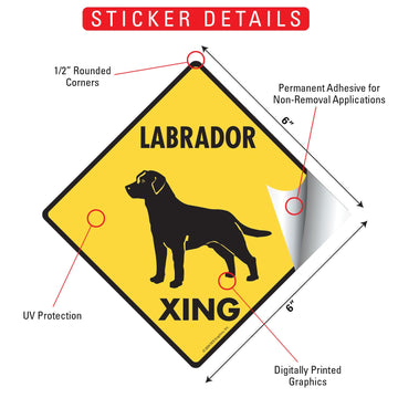 Labrador Retriever Xing (Crossing) Dog Signs or Sticker - 0