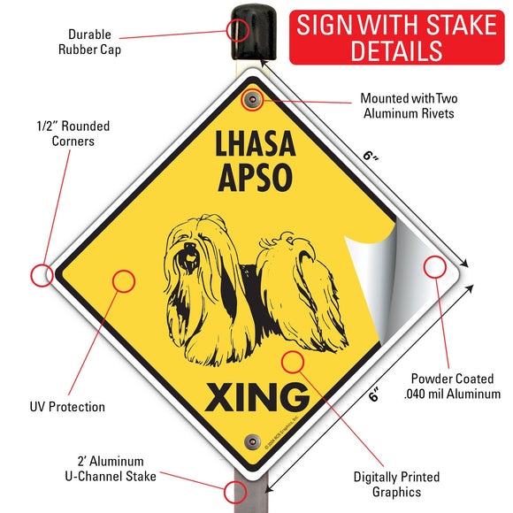Lhasa Apso Xing (Crossing) Dog Signs or Sticker