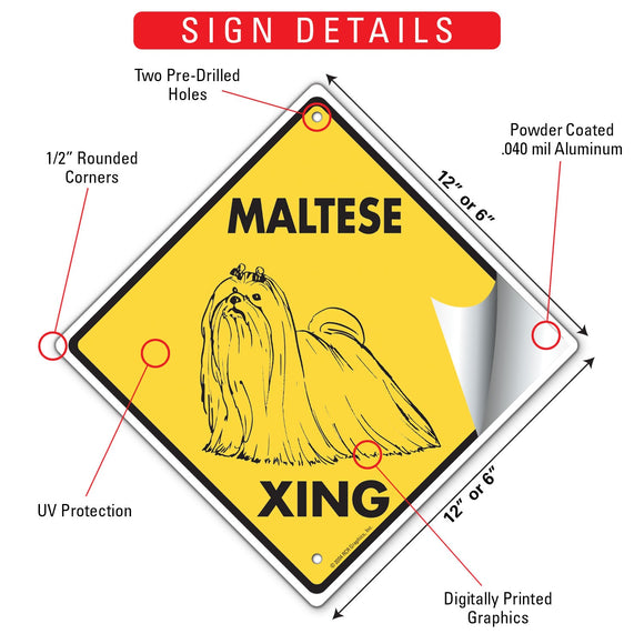 Maltese Xing (Crossing) Dog Signs or Sticker
