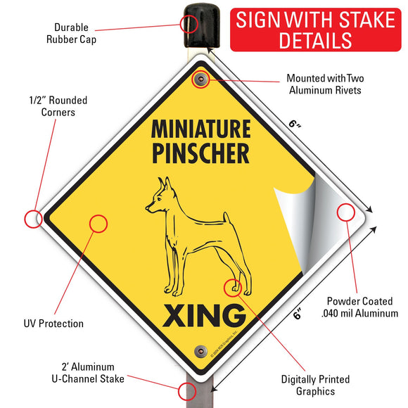 Miniature Pinscher Xing (Crossing) Dog Signs or Sticker