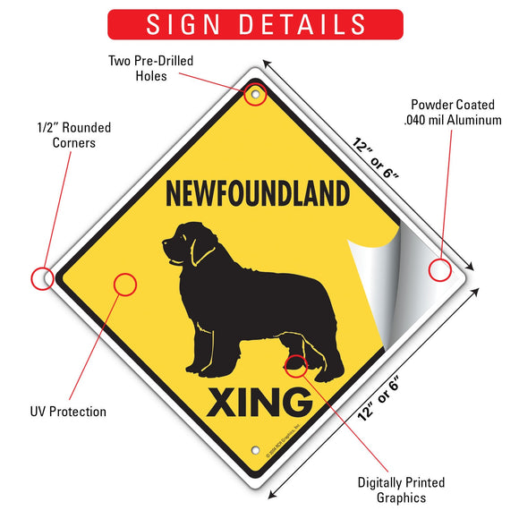 Newfoundland Xing (Crossing) Dog Signs or Sticker