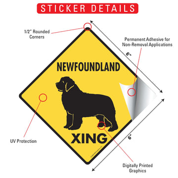 Newfoundland Xing (Crossing) Dog Signs or Sticker - 0