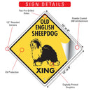 Old English Sheepdog Xing (Crossing) Dog Signs or Sticker-3
