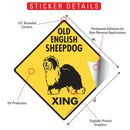 Old English Sheepdog Xing (Crossing) Dog Signs or Sticker-2