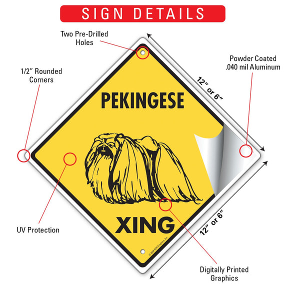 Pekingese Xing (Crossing) Dog Signs or Sticker