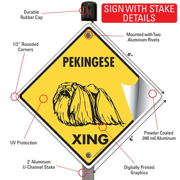 Pekingese Xing (Crossing) Dog Signs or Sticker