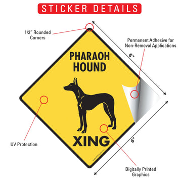 Pharaoh Hound Xing (Crossing) Dog Signs or Sticker - 0